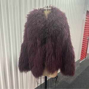 The Attico Plush Teddy Jacket in Deep Burgundy